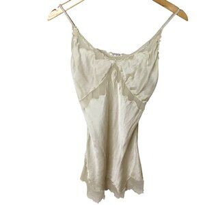 Braez 100% Silk Vintage Style Slip Camisole Top Women Ivory Hollywood Regency Sz